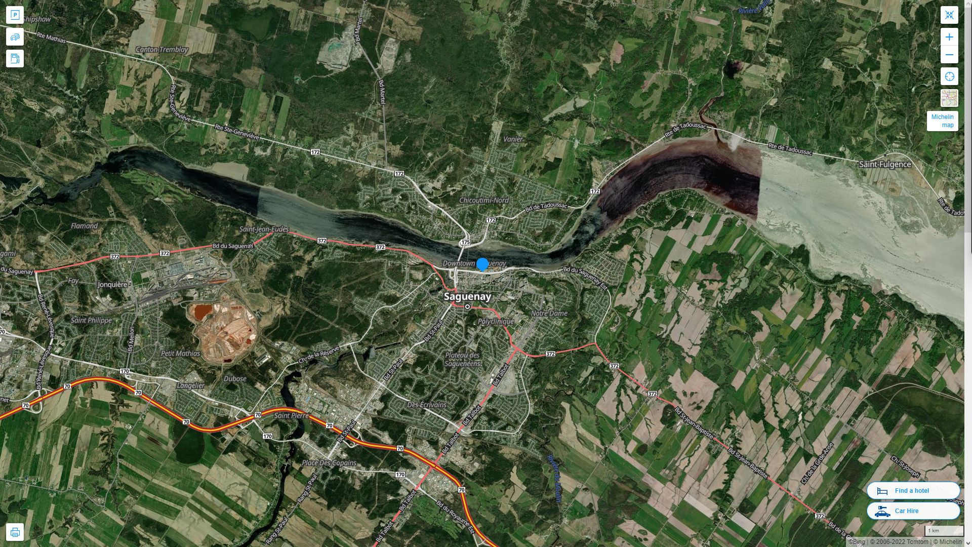 Chicoutimi Jonquiere Highway and Road Map with Satellite View
